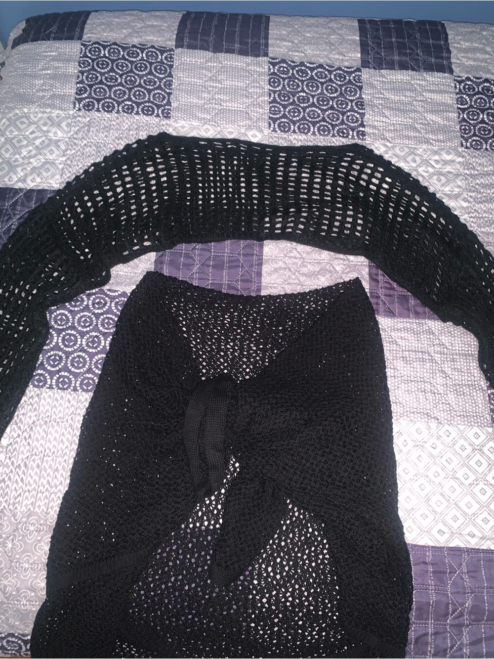 Black Crochet top and Tie-Front Midi Skirt - Women's Sarong set beach coverup